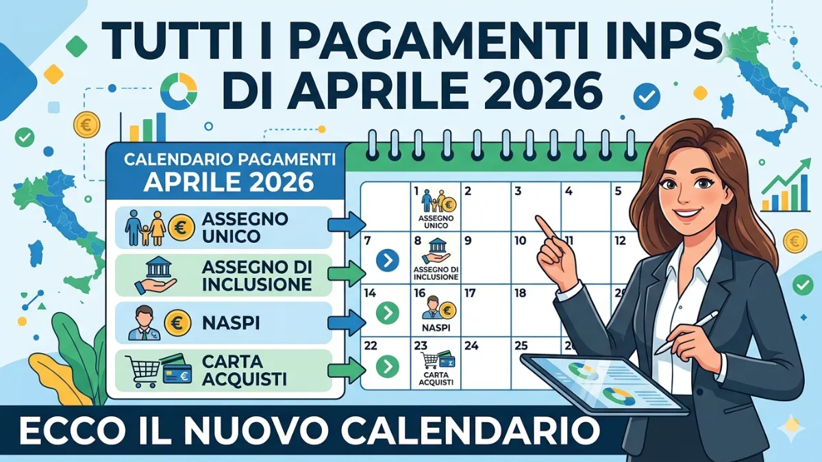 Tutti i Pagamenti INPS di Aprile 2026: Assegno unico, Assegno di Inclusione, Naspi, Carta Acquisti - Ecco il Nuovo Calendario